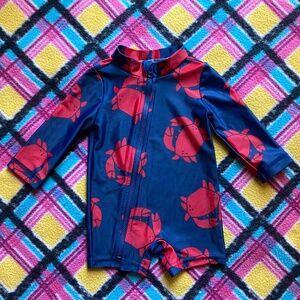 NEW Carter's Just One You• Baby Boys' Long Sleeve Crab One Piece Rash Guard Set